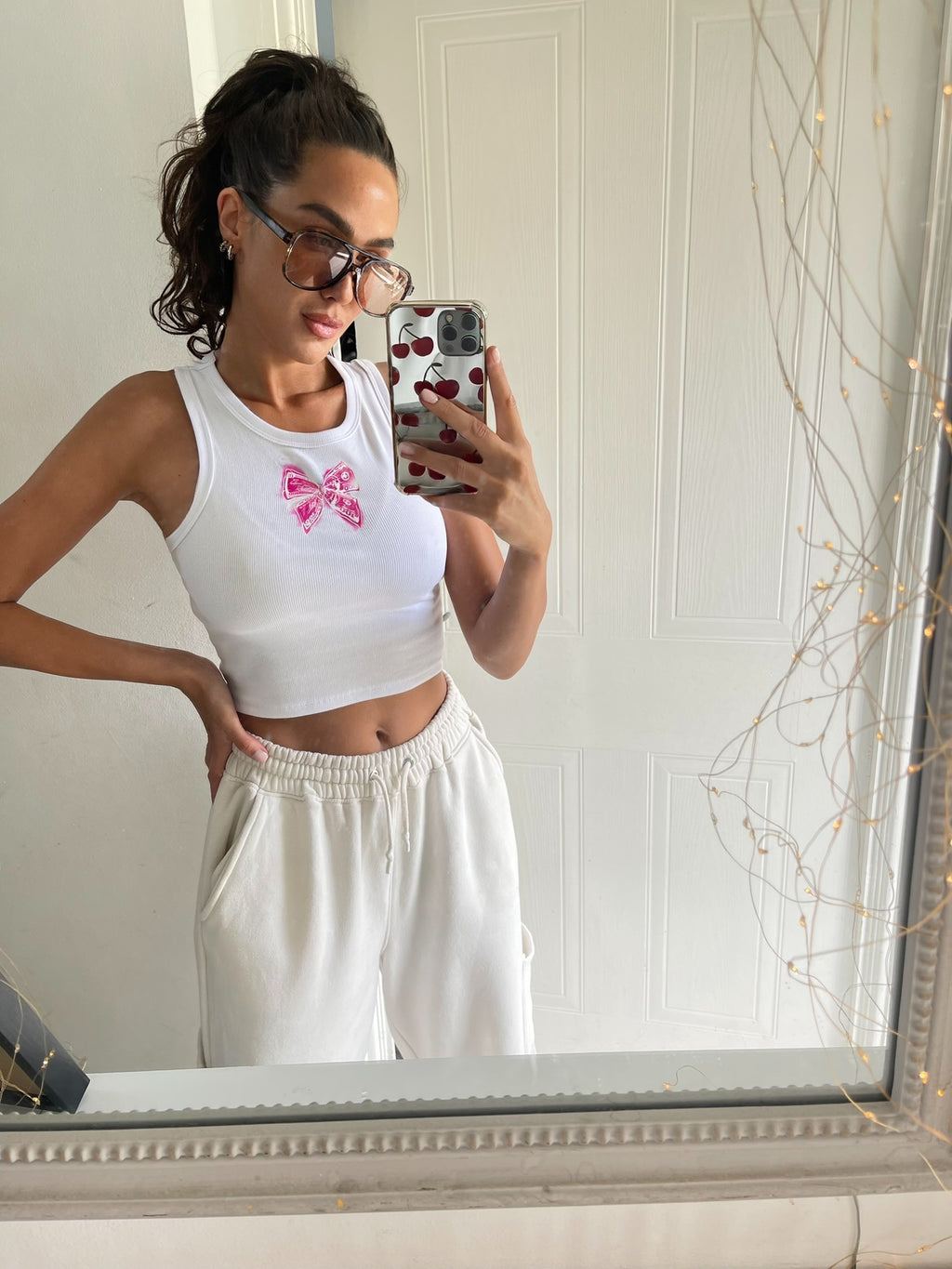 Money Bow Tank - Pink